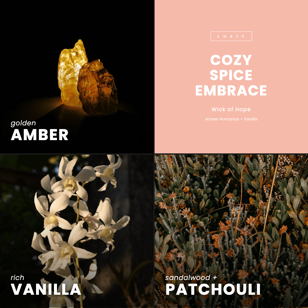 Bougie Cosy Épices Enveloppantes | Ambre Romantique + Vanille
