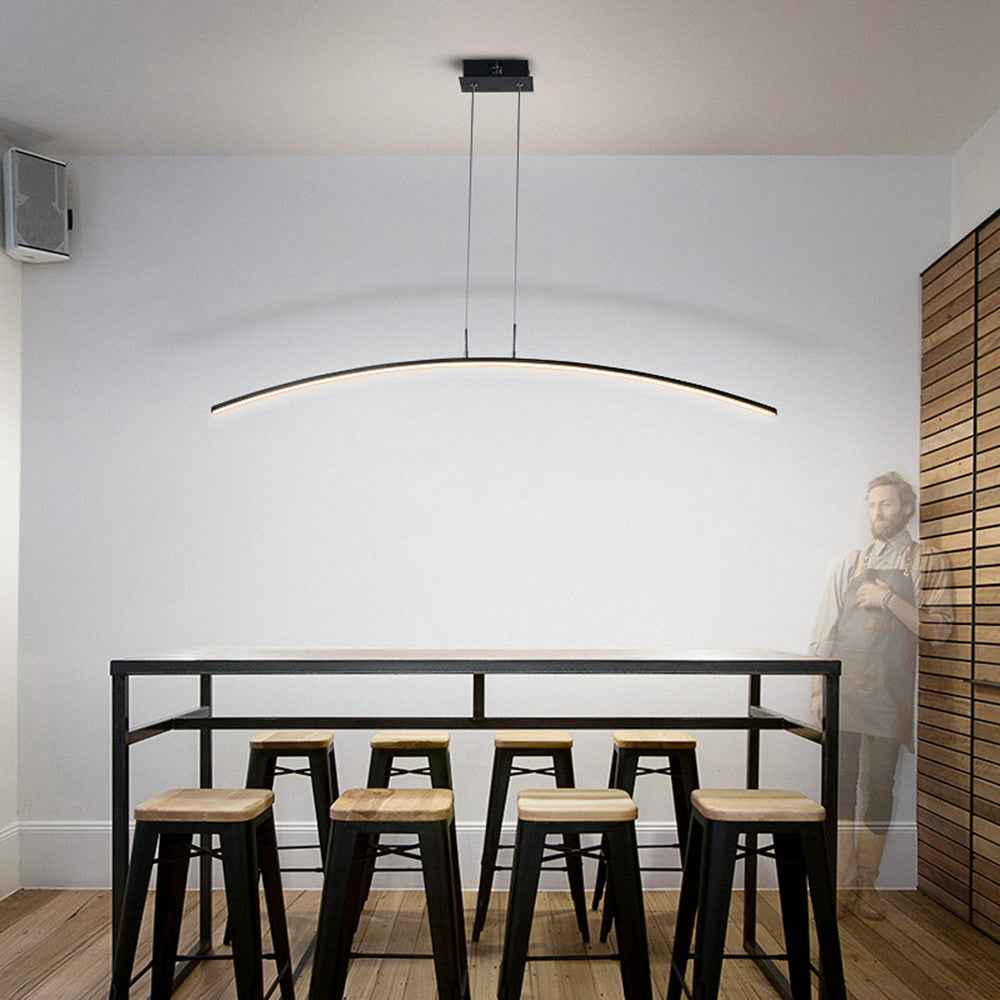 Minimalist Linear LED Pendant Light – Modern Chandelier for Dining Room