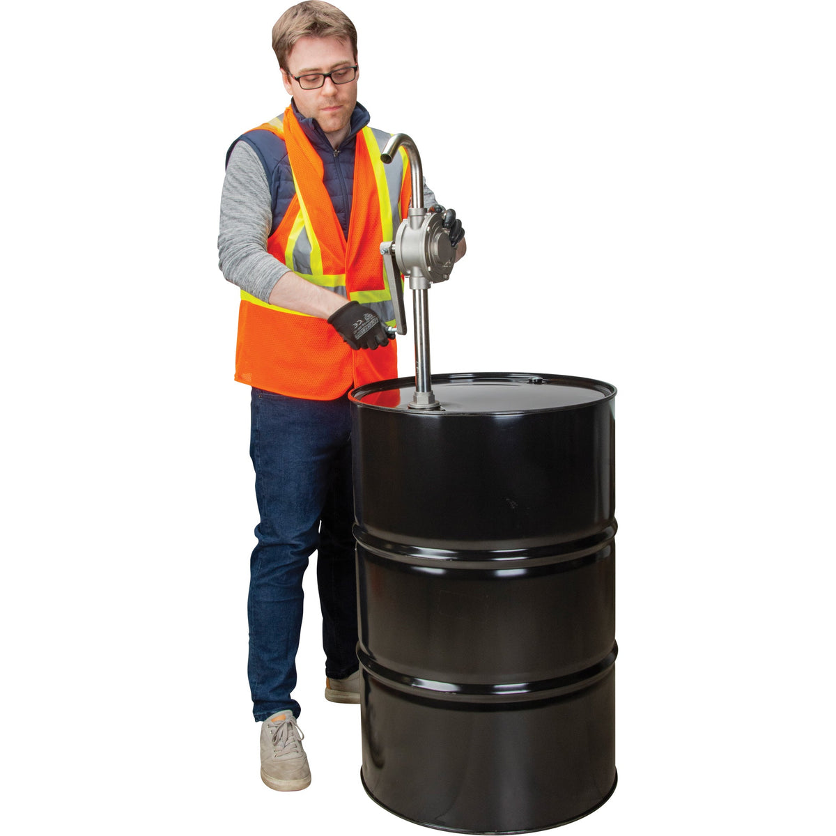 Pompe rotative à tambour, acier inoxydable, convient aux fûts de 208 L, 355 ml/course