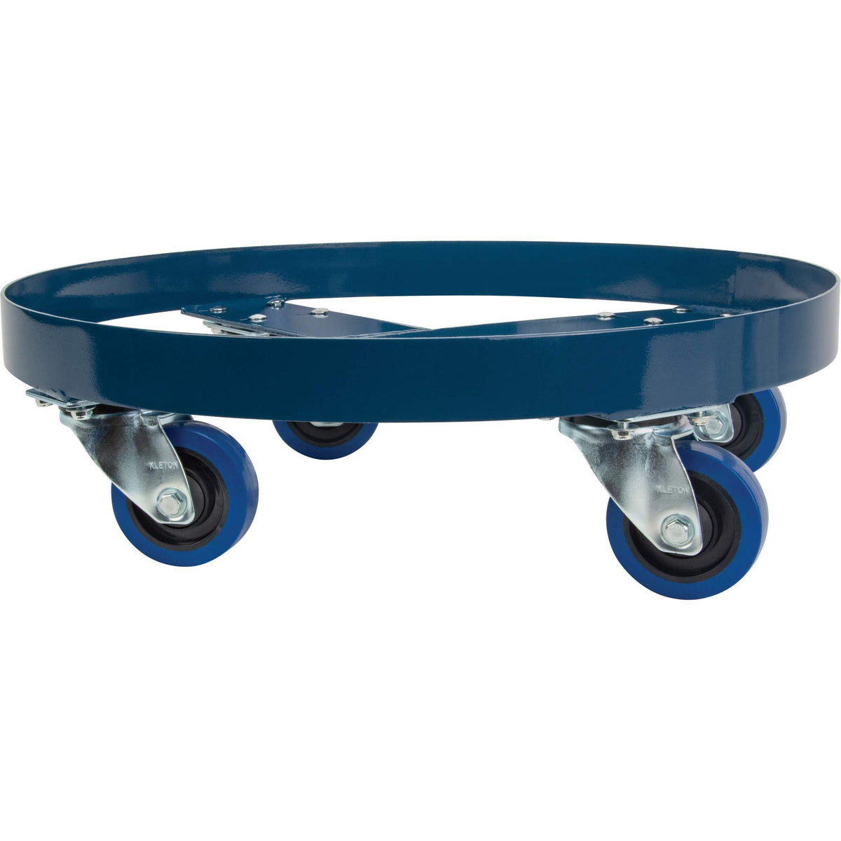 Drum Dolly, Steel, 1400 lbs. Capacity, 24" Diameter, Blue Elastic Casters