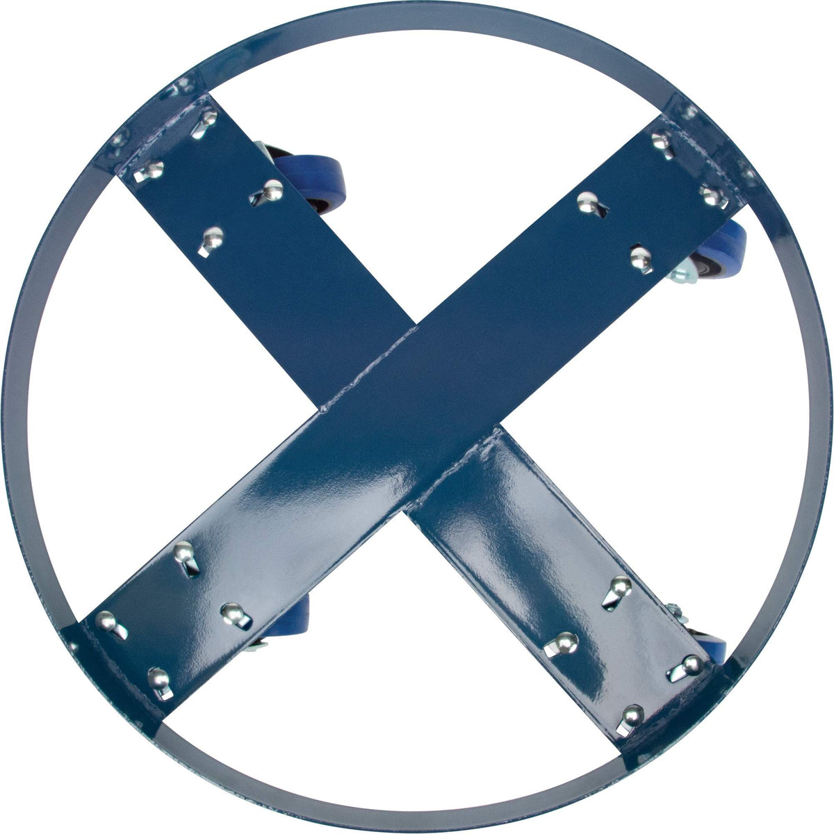 Drum Dolly, Steel, 1400 lbs. Capacity, 24" Diameter, Blue Elastic Casters