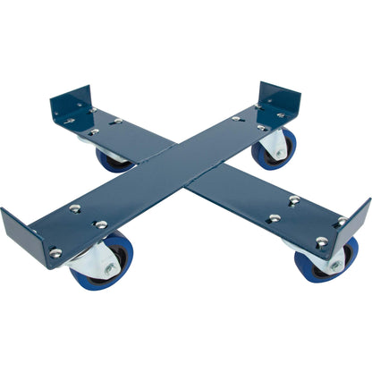 Diable à fût, acier, capacité de 635 kg, diamètre de 61 cm, roulettes élastiques bleues