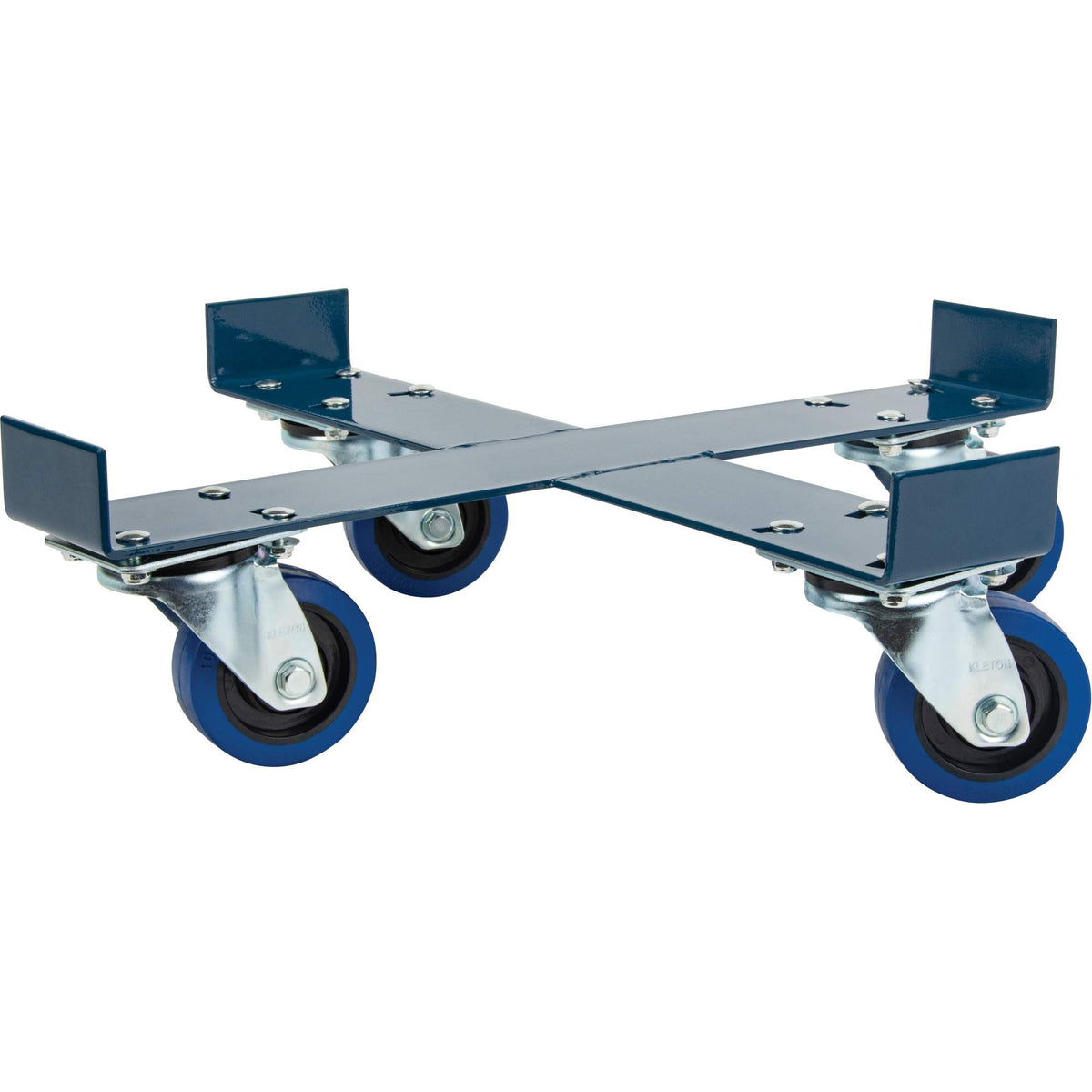 Diable à fût, acier, capacité de 635 kg, diamètre de 61 cm, roulettes élastiques bleues