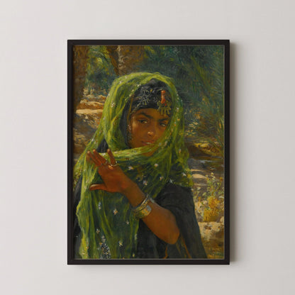 Dinet - The Girl in the Green Scarf | Famous Orientalist Art (available handframed or unframed)