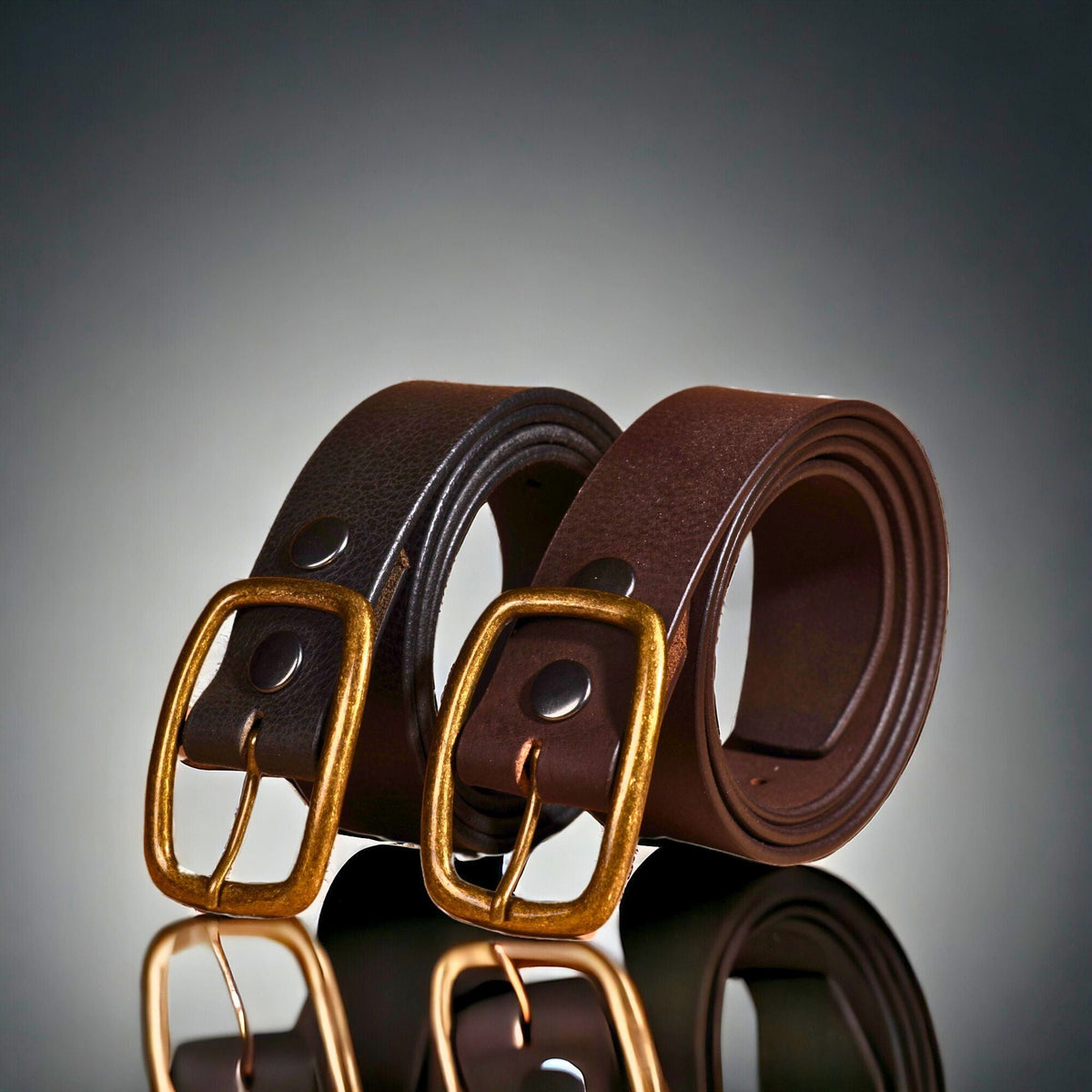 Amara - Black Leather Dress Belt with Gold Buckle - Made in Canada