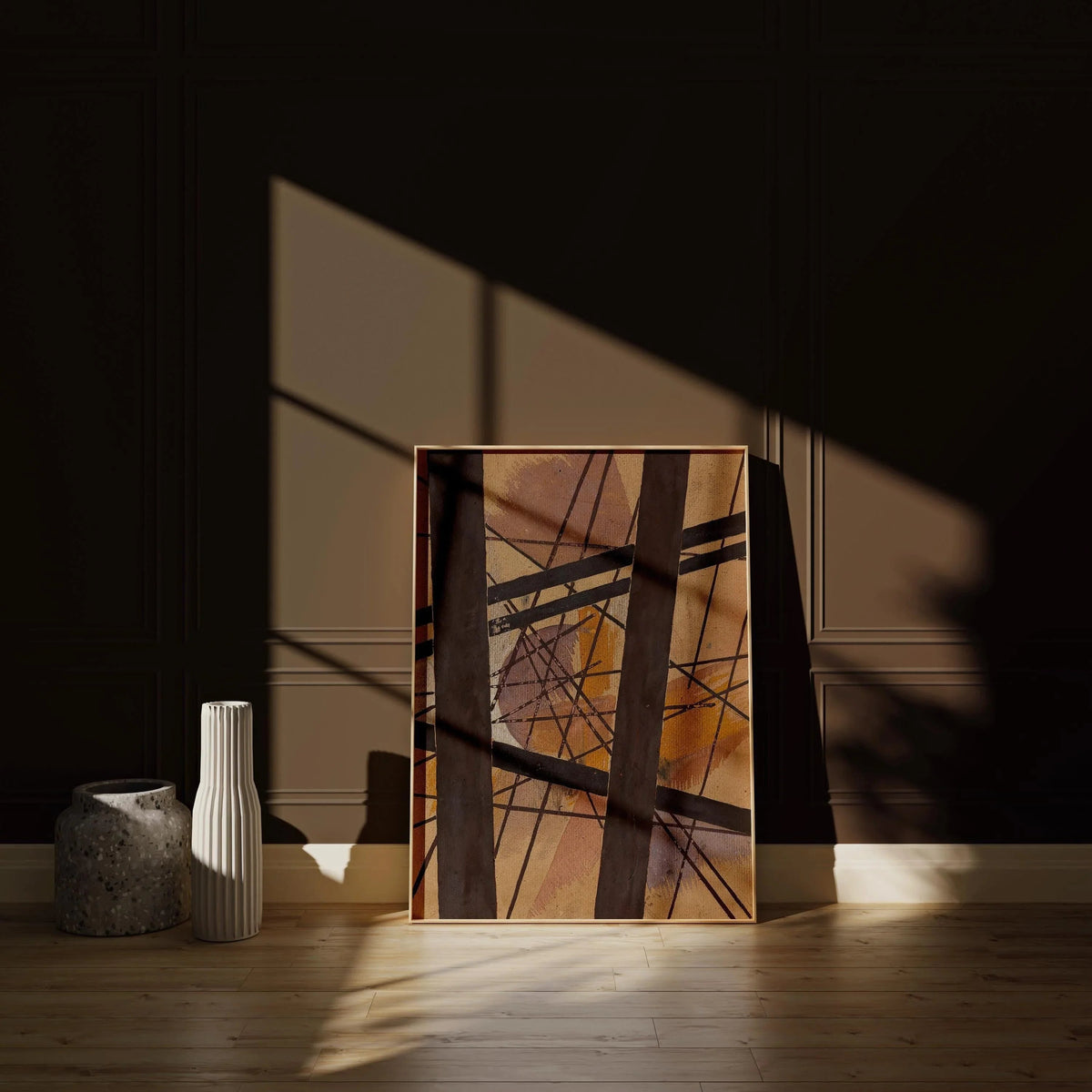 Impression d'art abstrait Lyubov Popova : Lignes géométriques et tons terreux