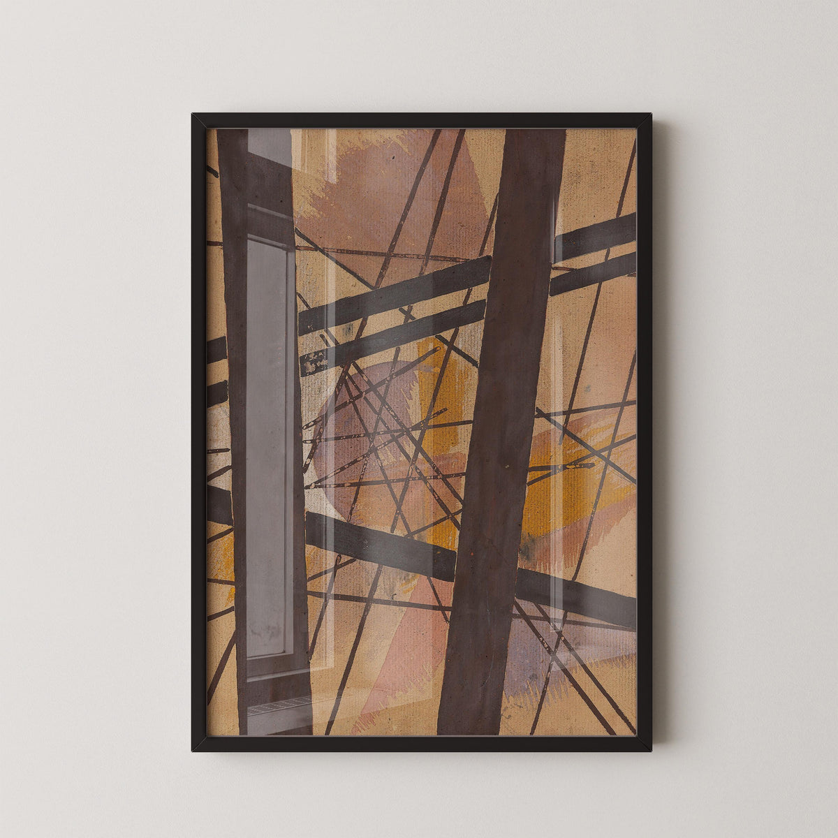 Impression d'art abstrait Lyubov Popova : Lignes géométriques et tons terreux
