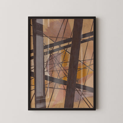 Impression d'art abstrait Lyubov Popova : Lignes géométriques et tons terreux