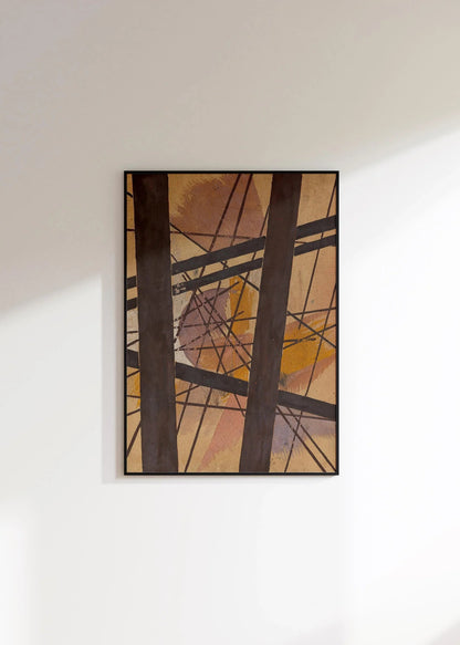 Impression d'art abstrait Lyubov Popova : Lignes géométriques et tons terreux