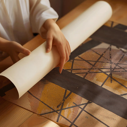 Impression d'art abstrait Lyubov Popova : Lignes géométriques et tons terreux