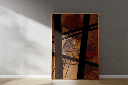 Impression d'art abstrait Lyubov Popova : Lignes géométriques et tons terreux