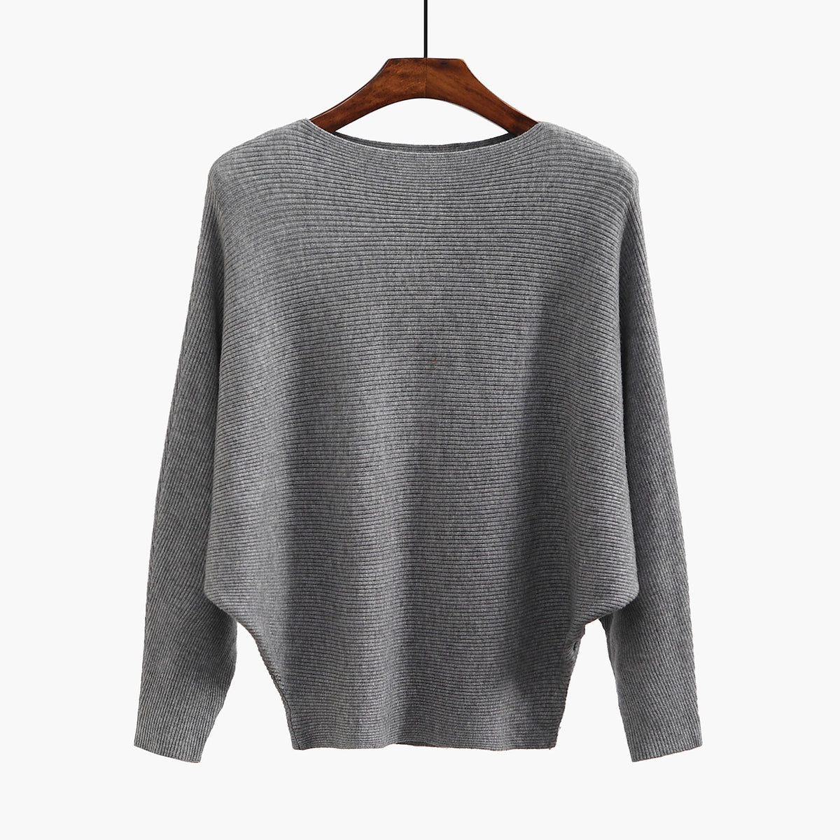 Women’s Halter Neck Batwing Knit Pullover Top – Stretchy Relaxed-Fit Casual Sweater