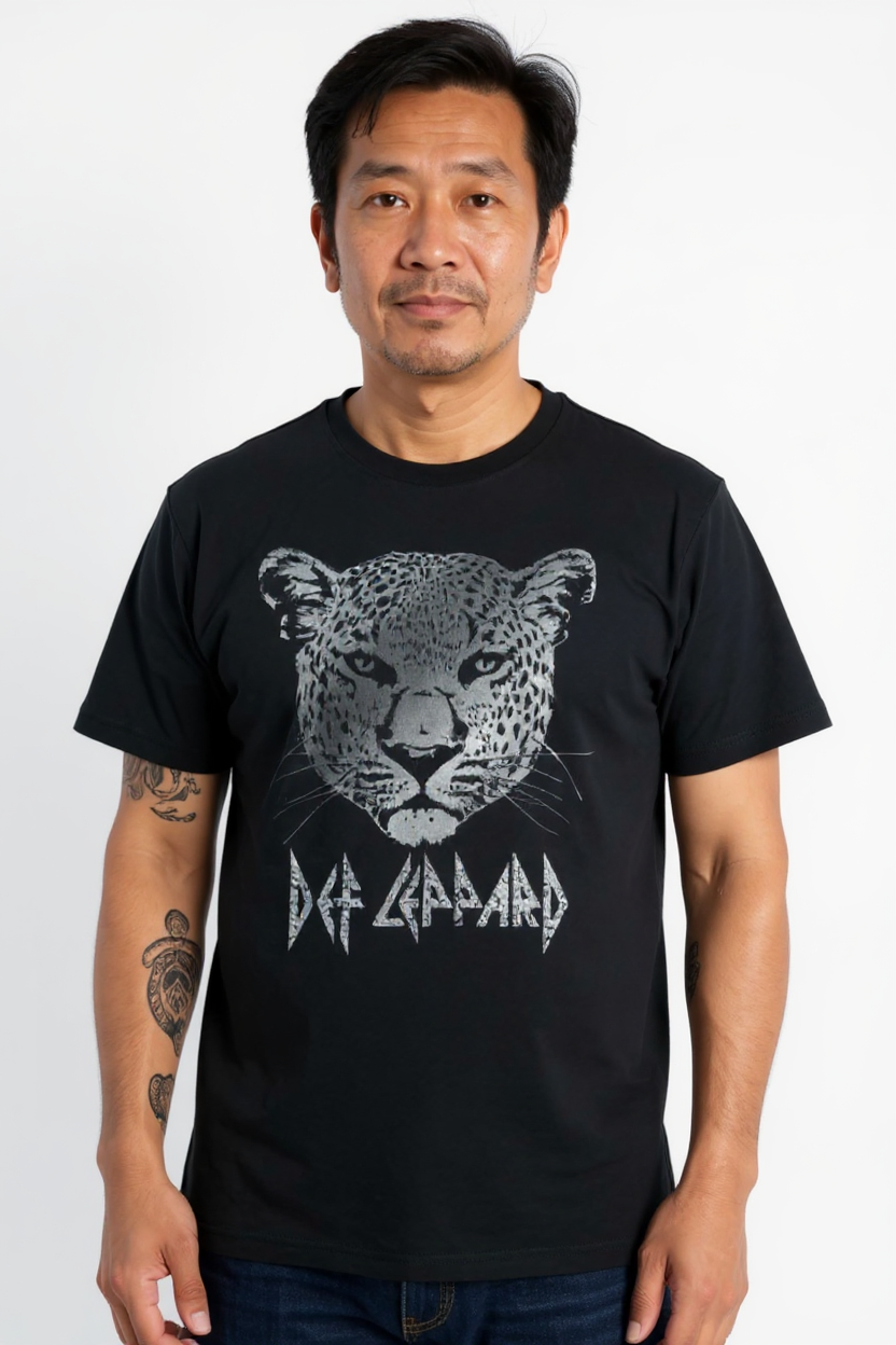 T-shirt Def Leppard motif visage de léopard
