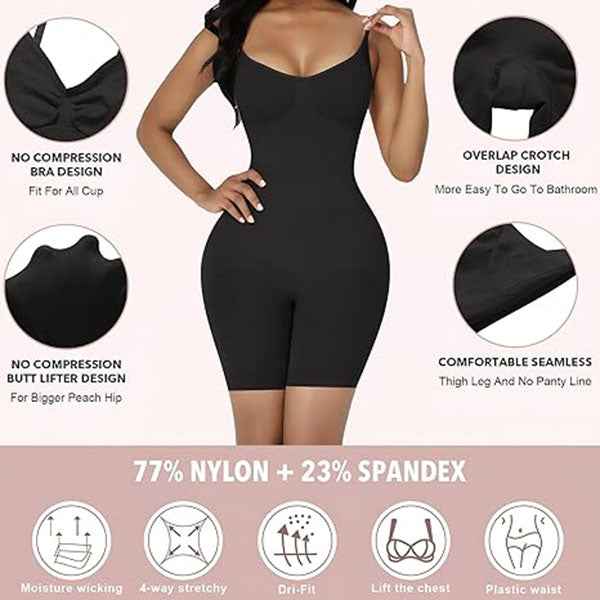 Everyday Snatched Waist Cami Shaper,Open Crotch Design,No-Roll Flat Leg Shapewear-Ultimate Tummy Control & Booty Lift Bodysuit For Women