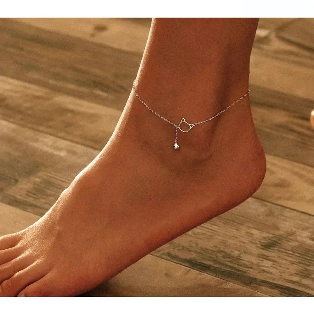 La Chevillère Chat & Clochette Fantaisie en Argent Sterling 925
