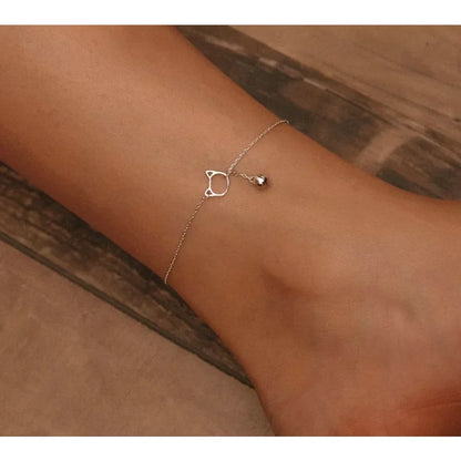 La Chevillère Chat & Clochette Fantaisie en Argent Sterling 925