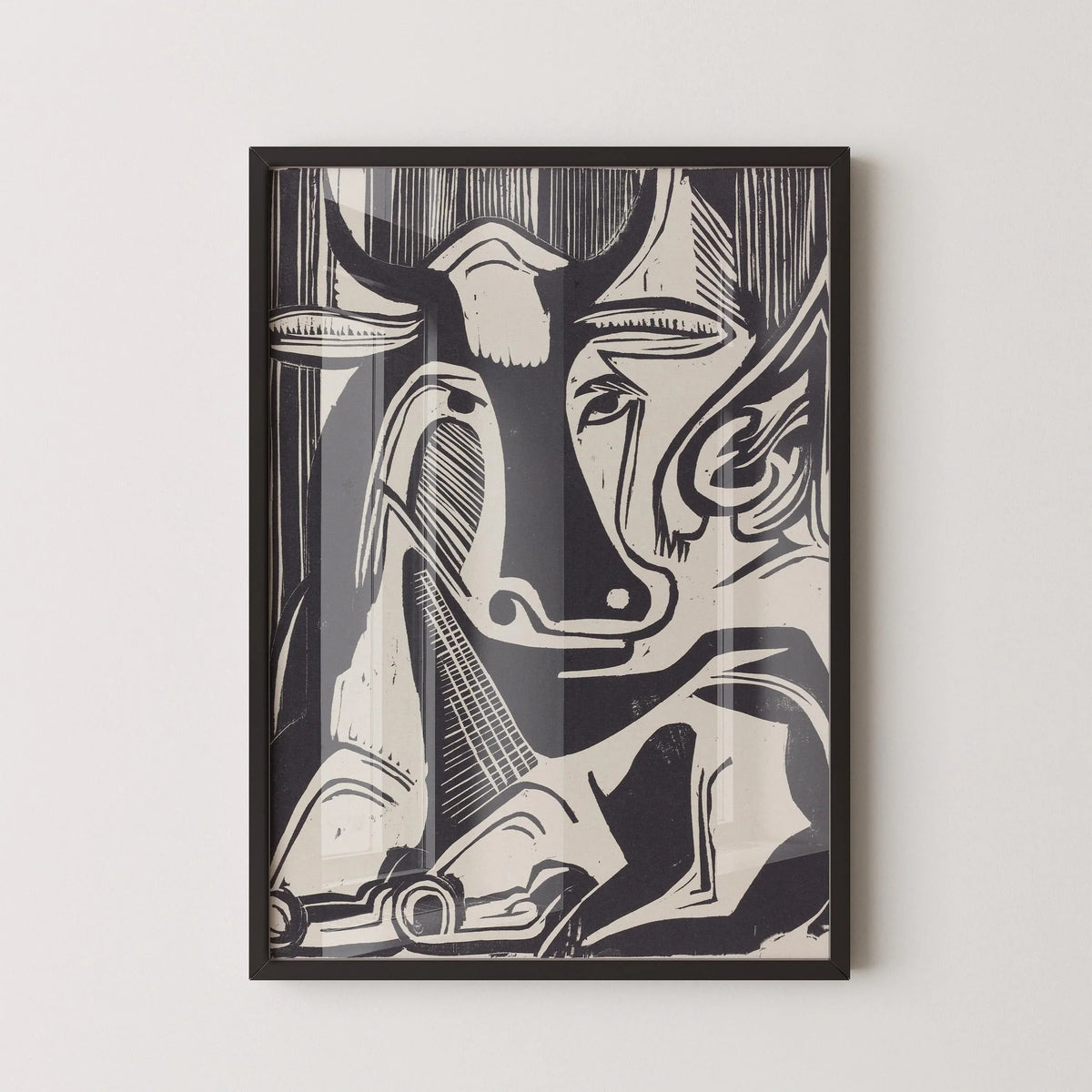 Ernst Ludwig Kirchner Cow Print: Black and White Neutral Art