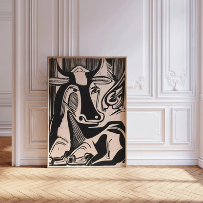 Ernst Ludwig Kirchner Cow Print: Black and White Neutral Art