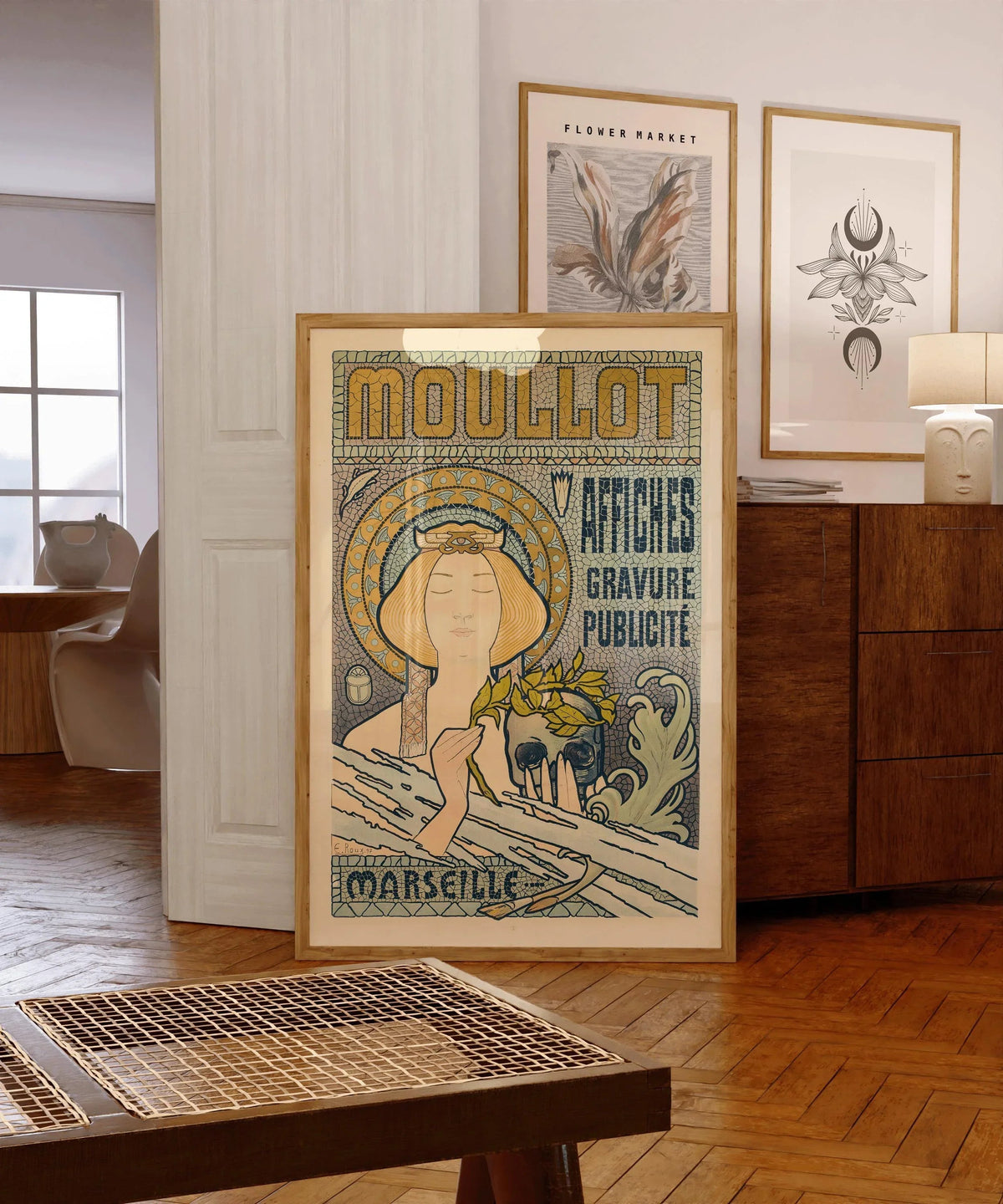 Art Nouveau Poster: Eugene Roux - Moullot Marseille, Mosaic Design