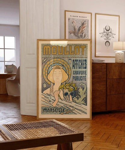 Art Nouveau Poster: Eugene Roux - Moullot Marseille, Mosaic Design