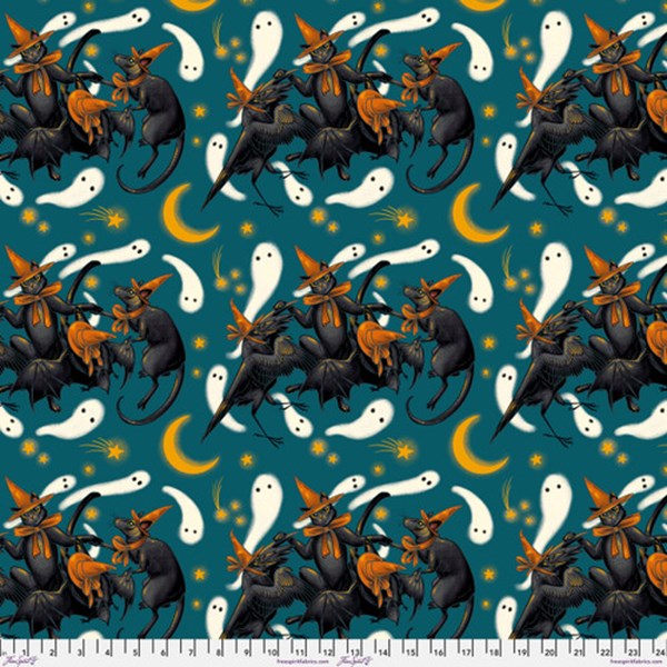 Freespirit - Storybook Halloween - Rachel Hauer - Familiar Dance - Turquoise