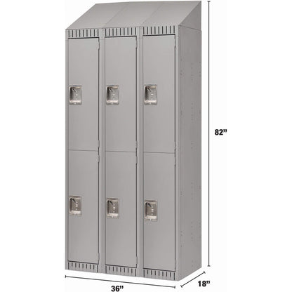 Assembled Lockers, 2 -tier, Bank of 3, 36" x 18" x 72", Steel, Grey, Rivet (Assembled)