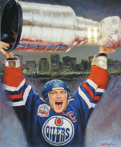 LITHOGRAPHIE MARK MESSIER - EDMONTON OILERS, ÉDITION LIMITÉE À 1111 EXEMPLAIRES (25" X 20")