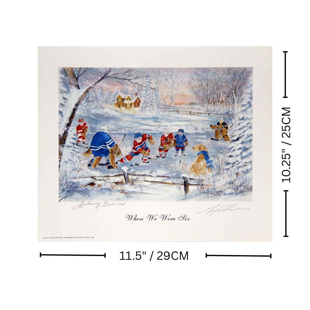 QUAND NOUS AVONS EU SIX ANS, JOHNNY BOWER ET GERRY CHEEVERS - LEAFS, BRUINS 11,5"X10,25"