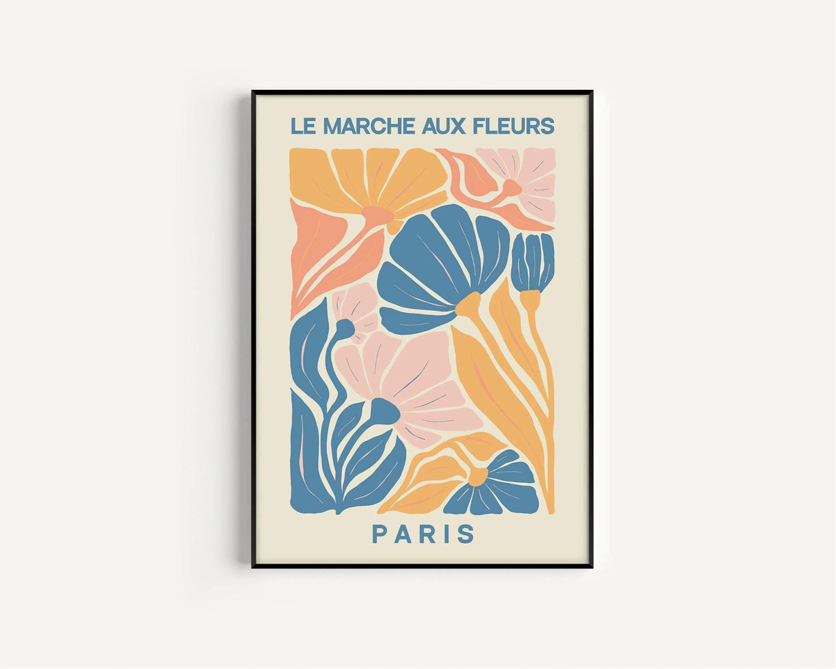 Flower Market - Paris | Modern Botanical Art Exhibition Print (available handframed or unframed)