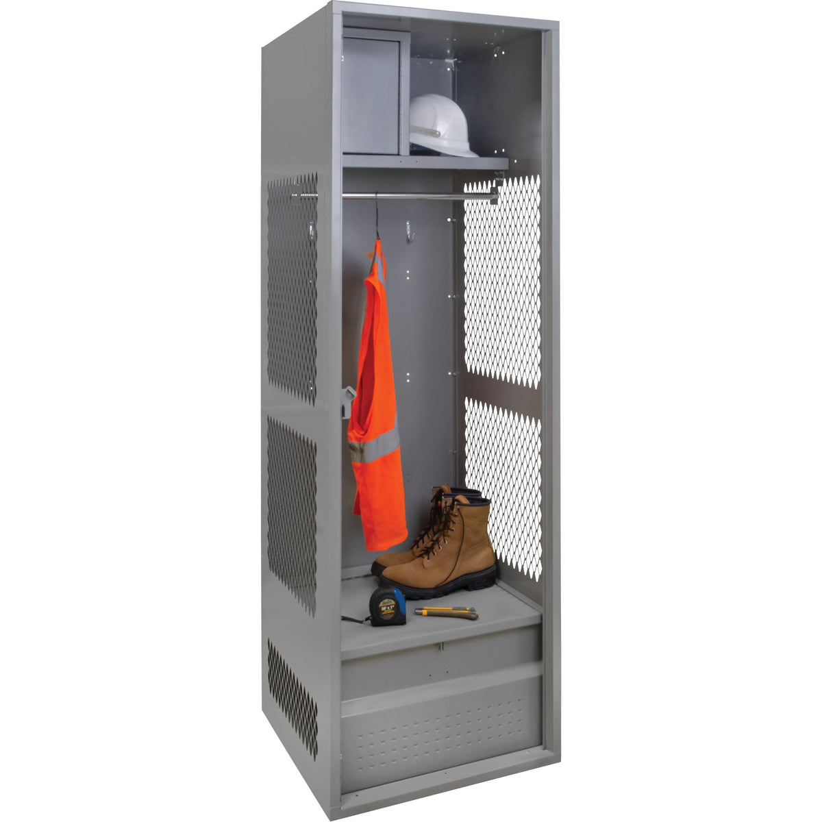 Casier de rangement pour équipements, Acier, 24" L x 18" P x 72" H, Gris
