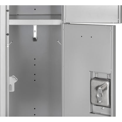 Lockers, 3 -tier, Bank of 2, 24" x 18" x 82", Steel, Grey, Knocked Down