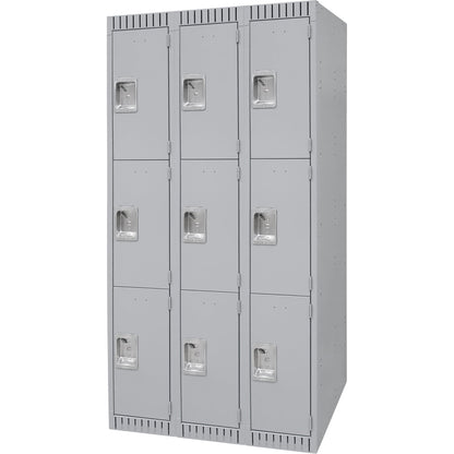 Casiers, 3 niveaux, batterie de 3, 36" x 18" x 72", Acier, Gris, Démonté