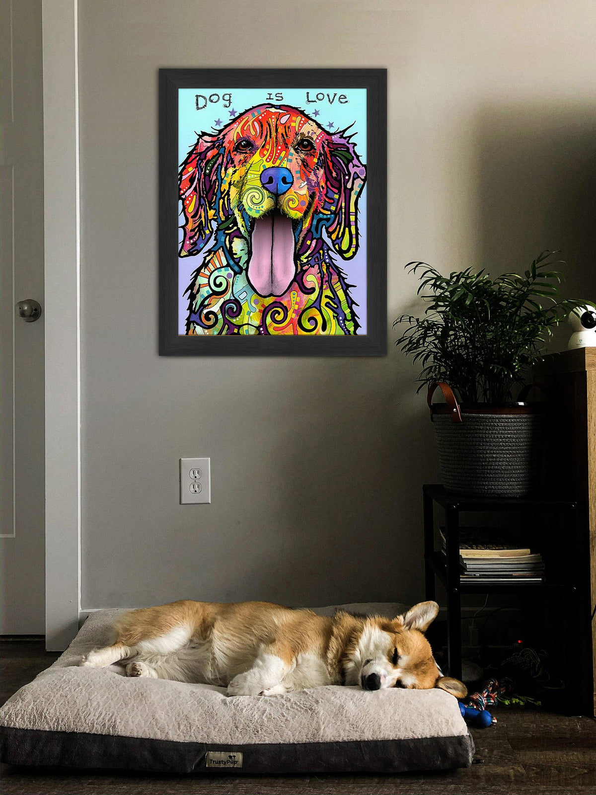 Silence Is Golden Retriever Framed Canvas Wall Art (33.5x23.5)