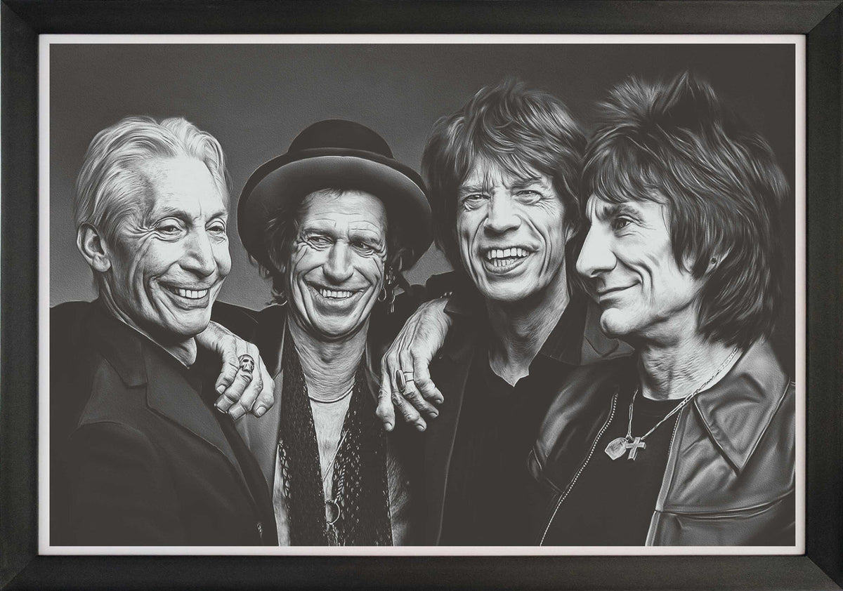 THE ROLLING STONES - PORTRAIT DU GROUPE - REPRODUCTION ENCADRÉE (33,5" X 23,5")