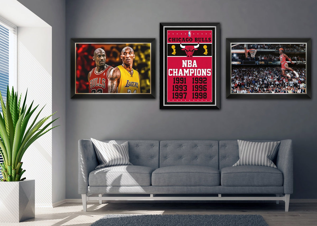 Kobe Bryant Soars Over LeBron James Framed Canvas (33.5x23.5)
