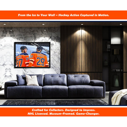 Connor McDavid and Leon Draisaitl Edmonton Framed Canvas