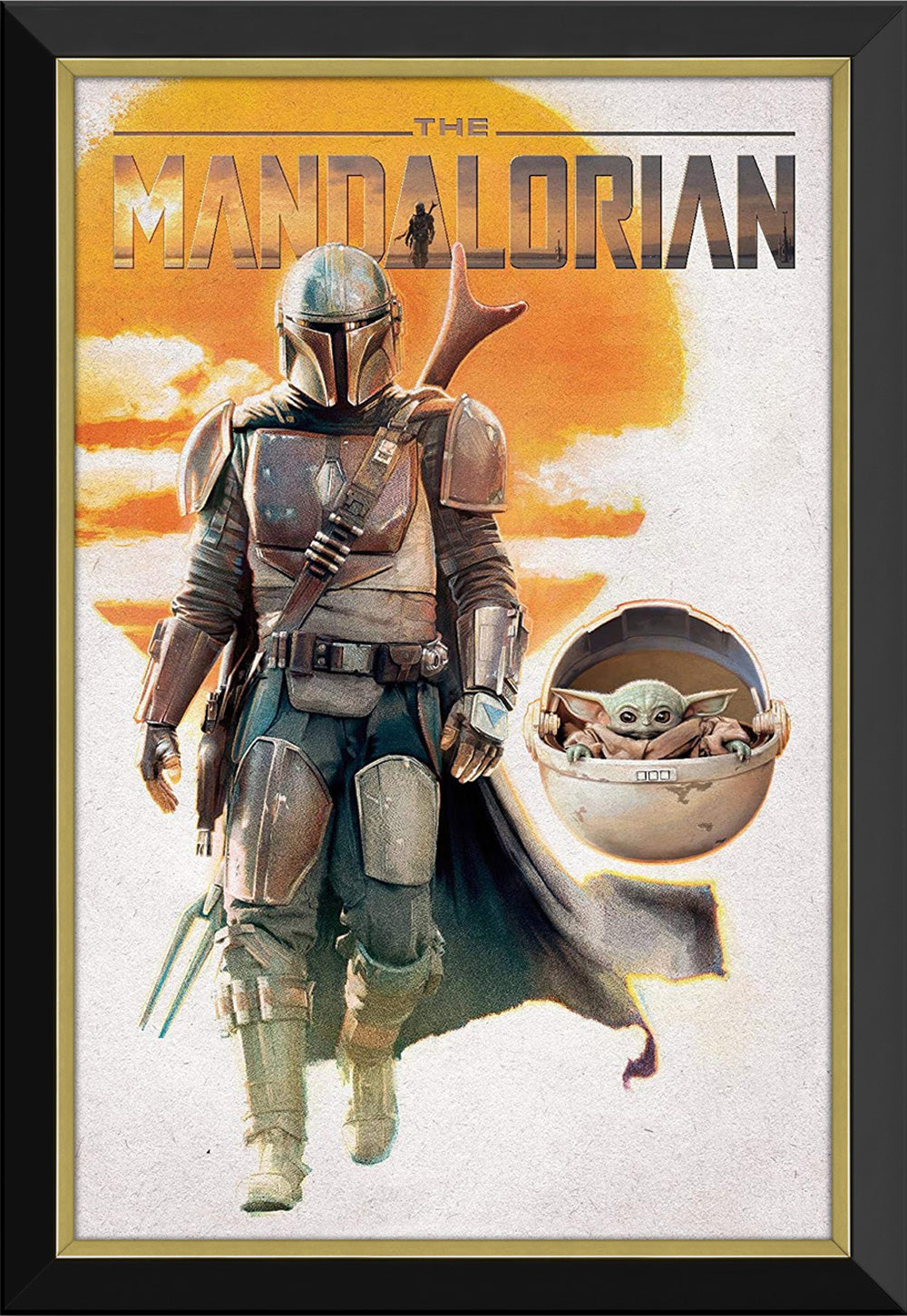 Star Wars The Mandalorian Mando and Baby Yoda Framed Poster