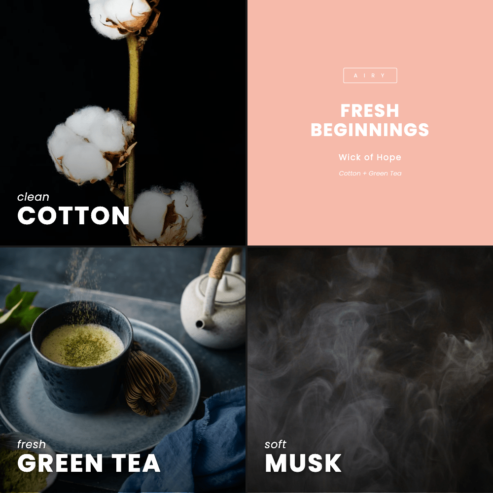 Bougie Nouveaux Départs | Coton + Thé vert