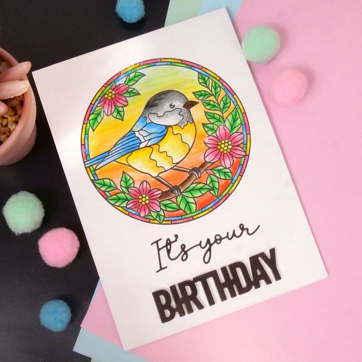 Pour l'amour des timbres - Oiseaux et fleurs en vitrail