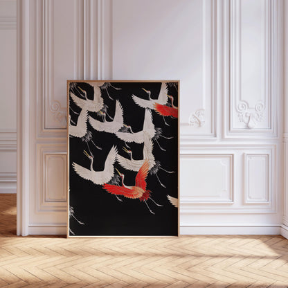 Flying Cranes Japanese Art Print: Giclee Fine Art