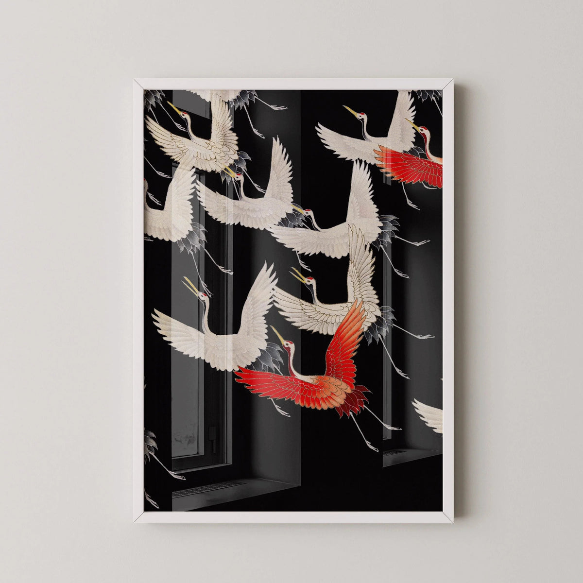 Flying Cranes Japanese Art Print: Giclee Fine Art
