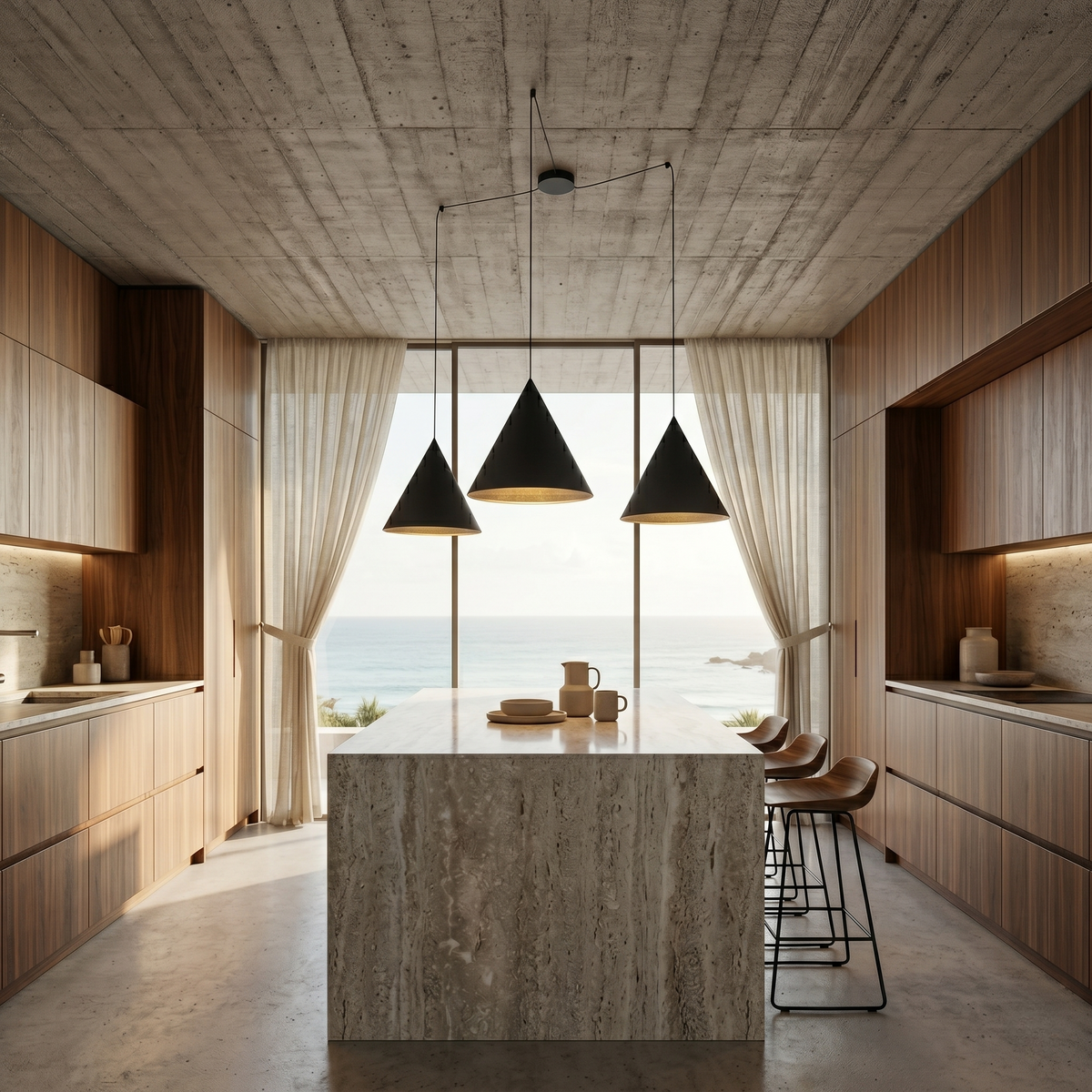 Suspension Luminaire Plafonnier Moderne et Minimaliste Noir CONO pour Îlot de Cuisine, Salle à Manger et Salon (3 Lumières)