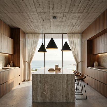 Suspension Luminaire Plafonnier Moderne et Minimaliste Noir CONO pour Îlot de Cuisine, Salle à Manger et Salon (3 Lumières)