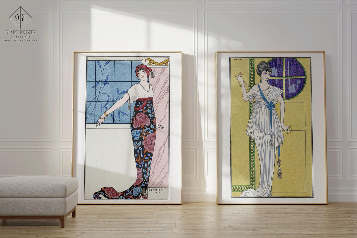 George Barbier STATEMENT DUO Robe du Soir Art Prints |  | available framed