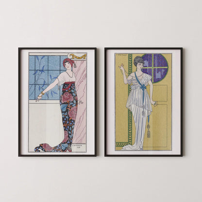 George Barbier STATEMENT DUO Robe du Soir Art Prints |  | available framed