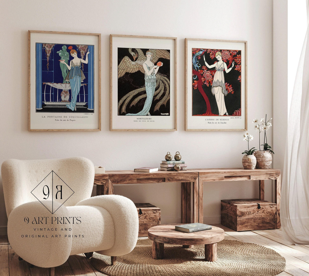 George Barbier STATEMENT TRIO | Famous Fashion Illustration Art Prints Nouveau available framed