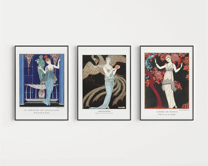 George Barbier STATEMENT TRIO | Famous Fashion Illustration Art Prints Nouveau available framed