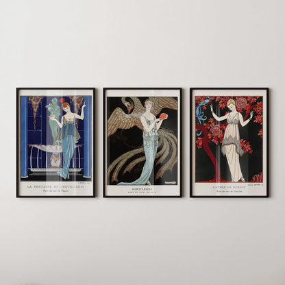 George Barbier STATEMENT TRIO | Famous Fashion Illustration Art Prints Nouveau available framed