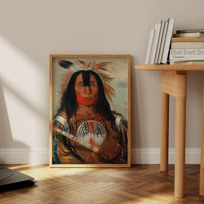 George Catlin - Chef de sang Stu-mick-o-s√∫cks | Art amérindien aborigène des Premières Nations célèbre