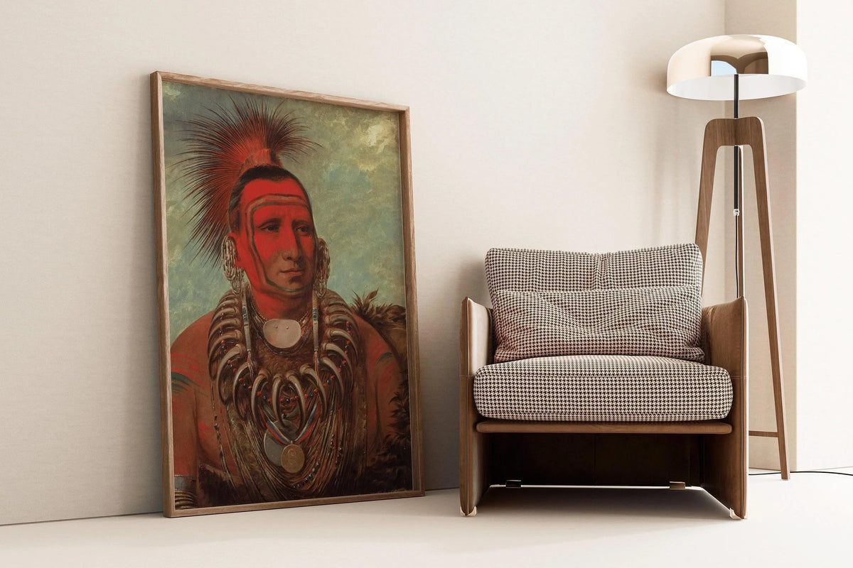 George Catlin Print: Little Wolf, Native American Portrait Art